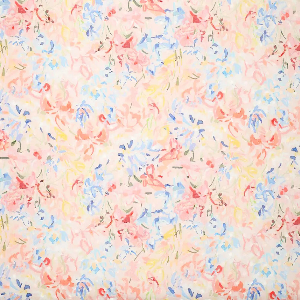 Dobby Cotton Aquarel Flowers (20952)
