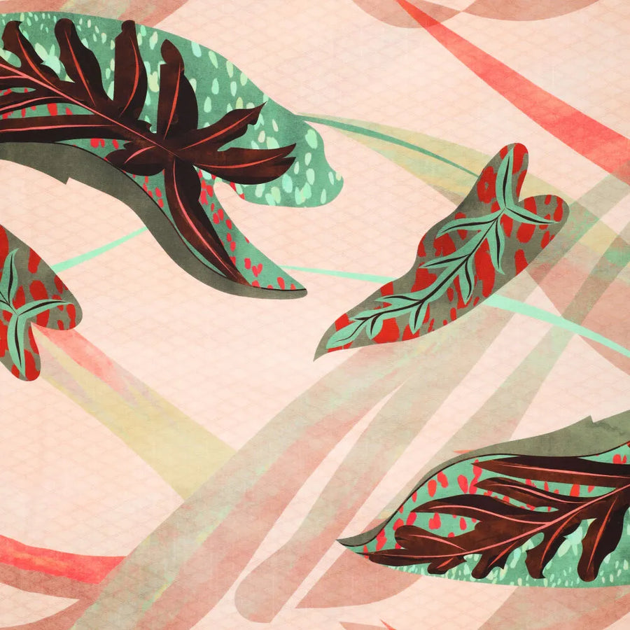Aqua Leaves Viscose Slub (22534)