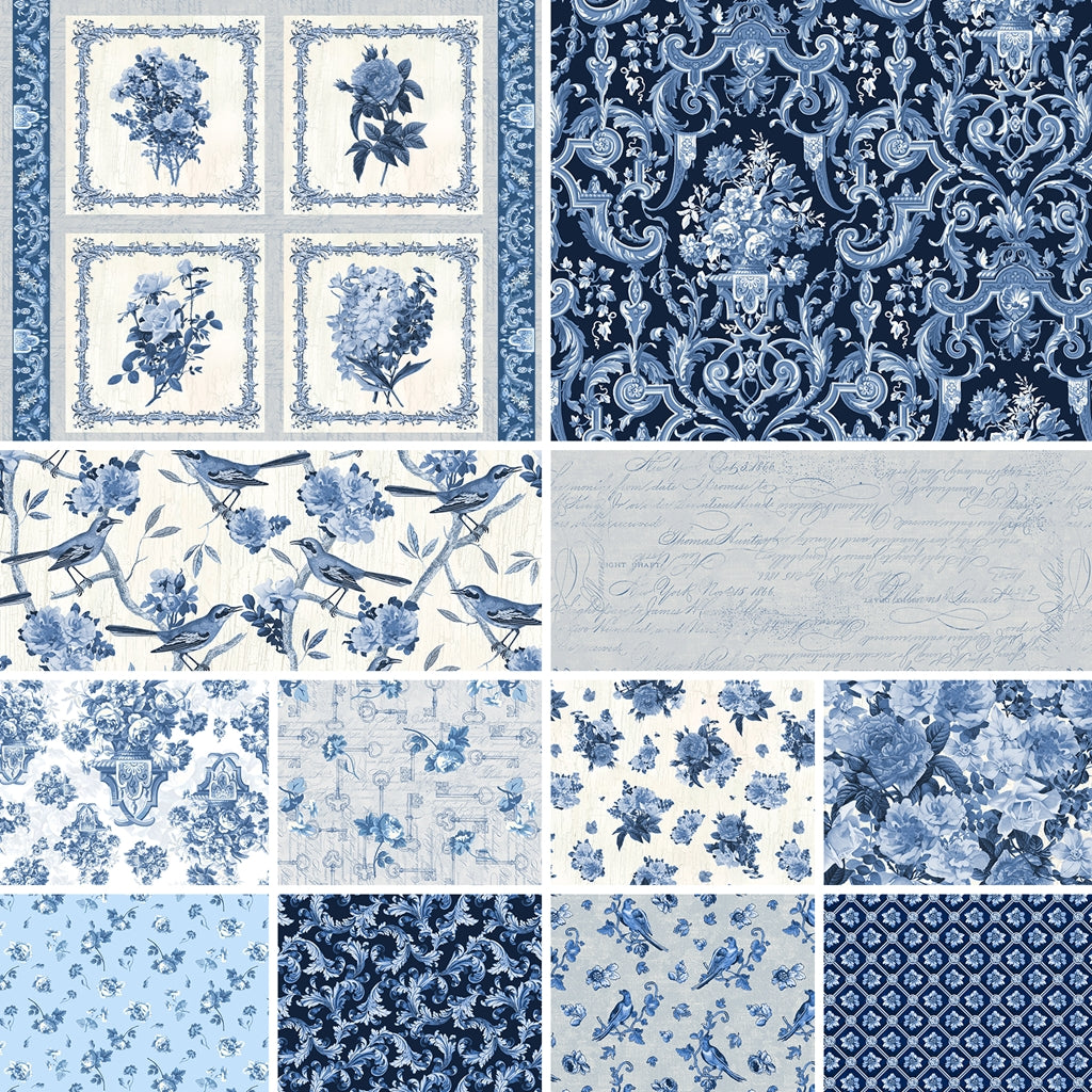 English Blue & While by AJ's Watercolor Studio