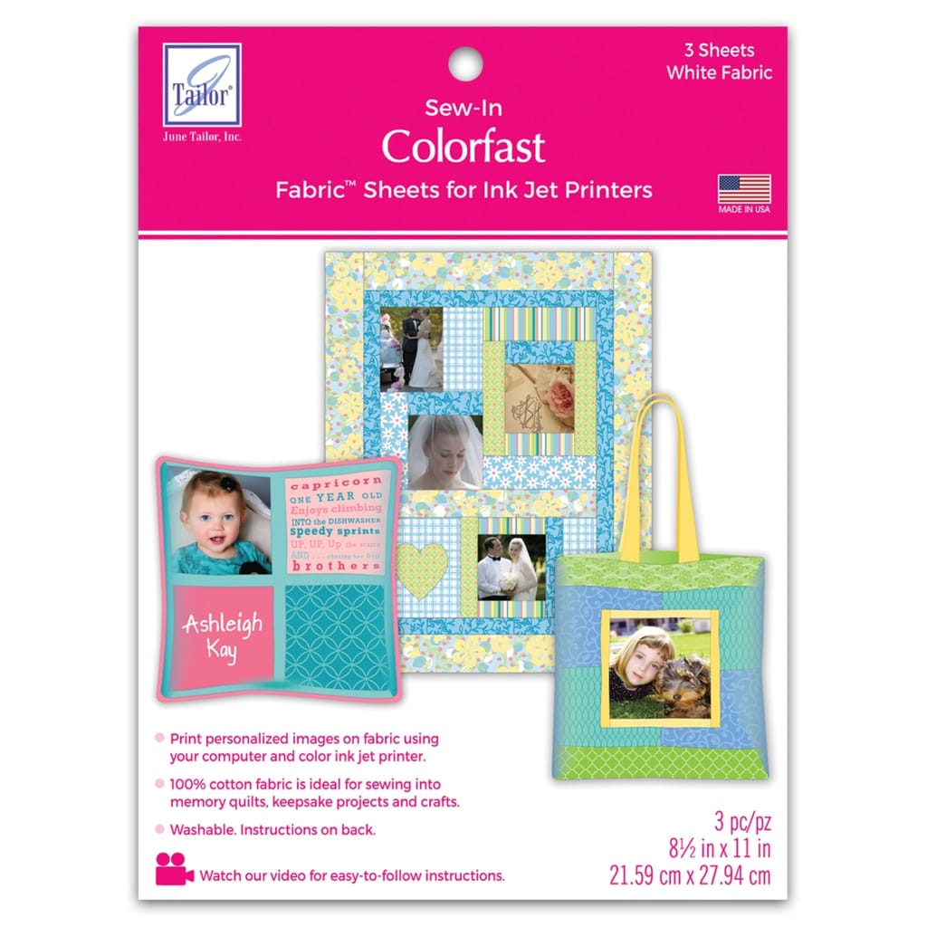 June Tailor's Colorfast Fabric Printer Sheets