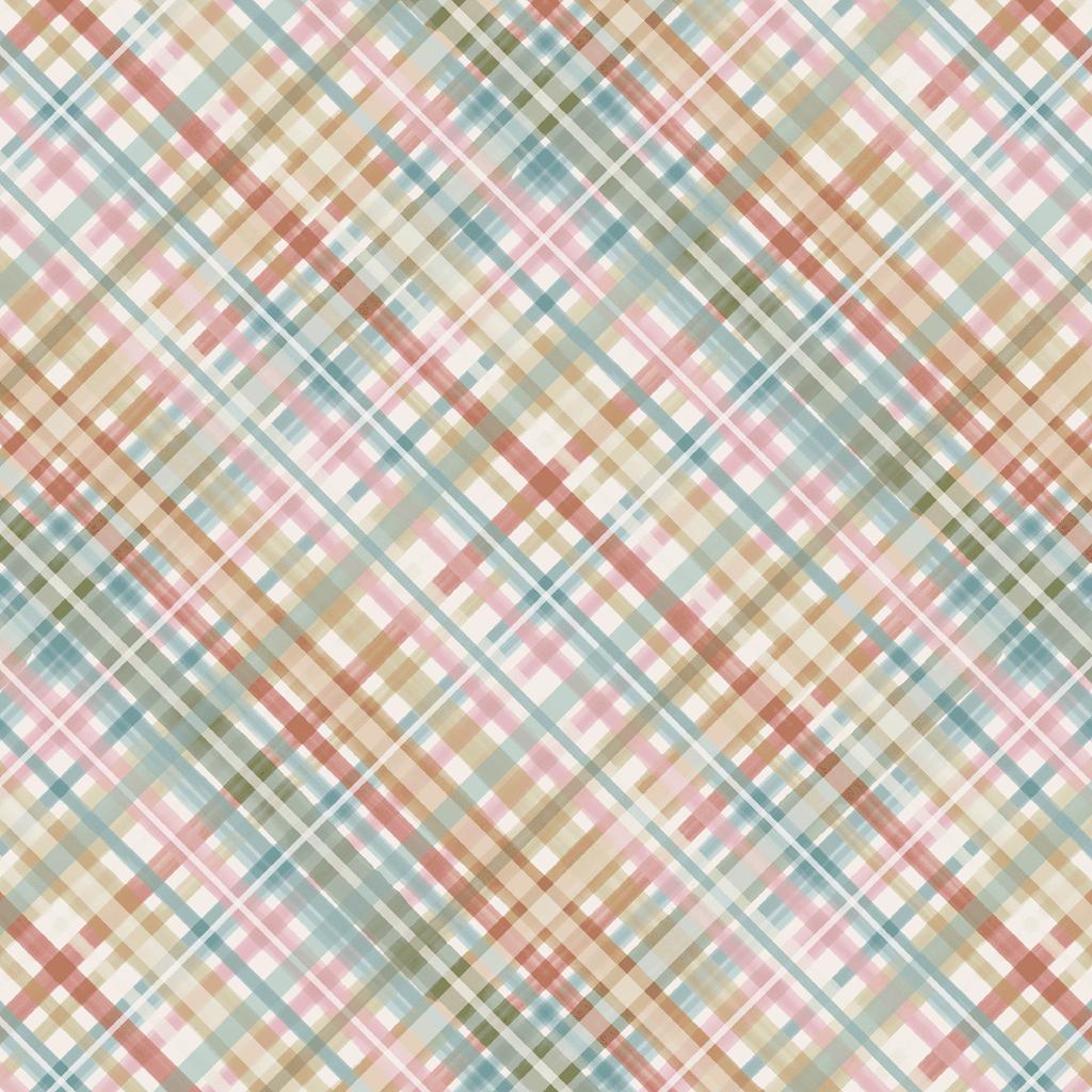 Purrfect Pals -Diagonal Plaid