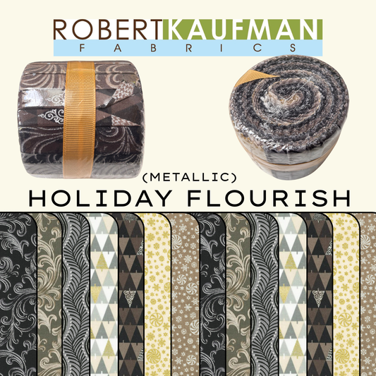 Robert Kaufman Metalic Holiday Flourish Stitching Strips