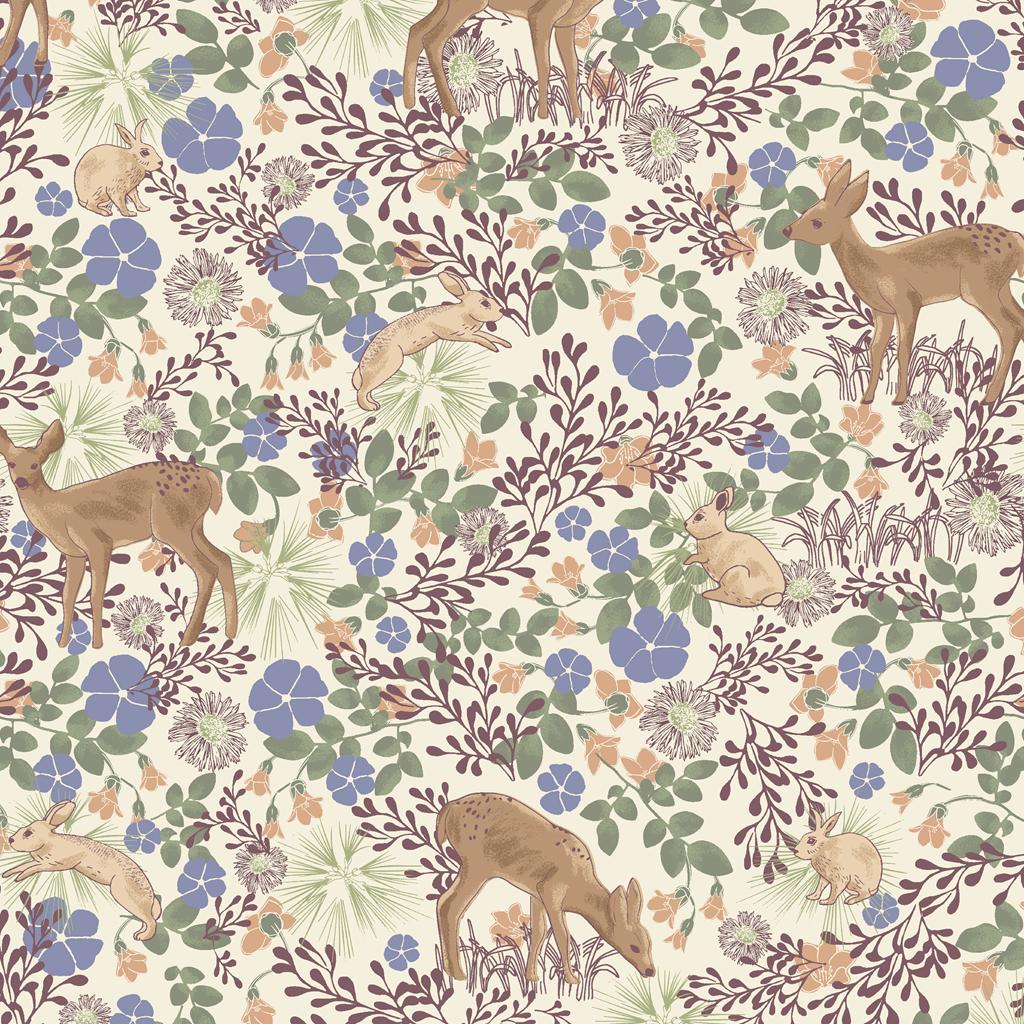 Deer and Rabbits Floral