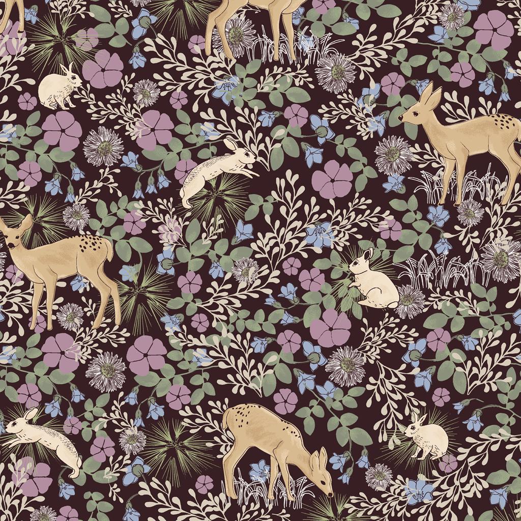 Deer and Rabbits Floral