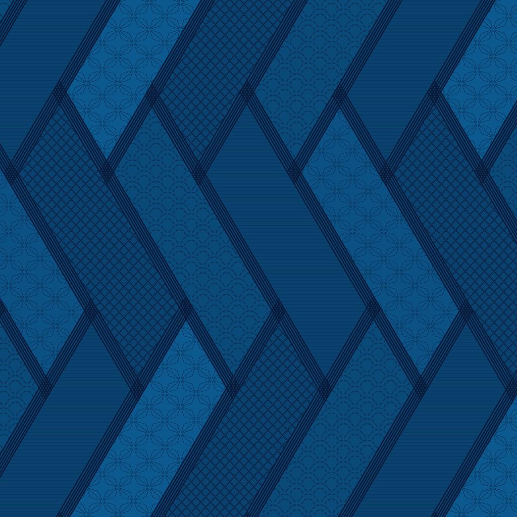 Stitched Geometric Patterns - Blue