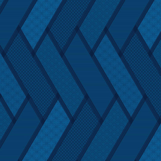 Stitched Geometric Patterns - Blue