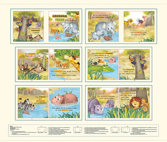Savanna Scene Book Panel - Cream