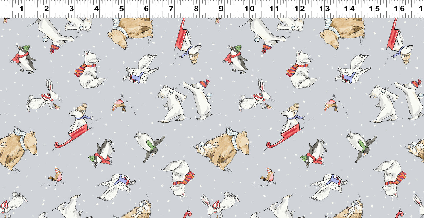 Snowtime Snowy Animals Flannel