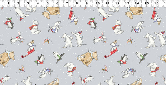 Snowtime Snowy Animals Flannel