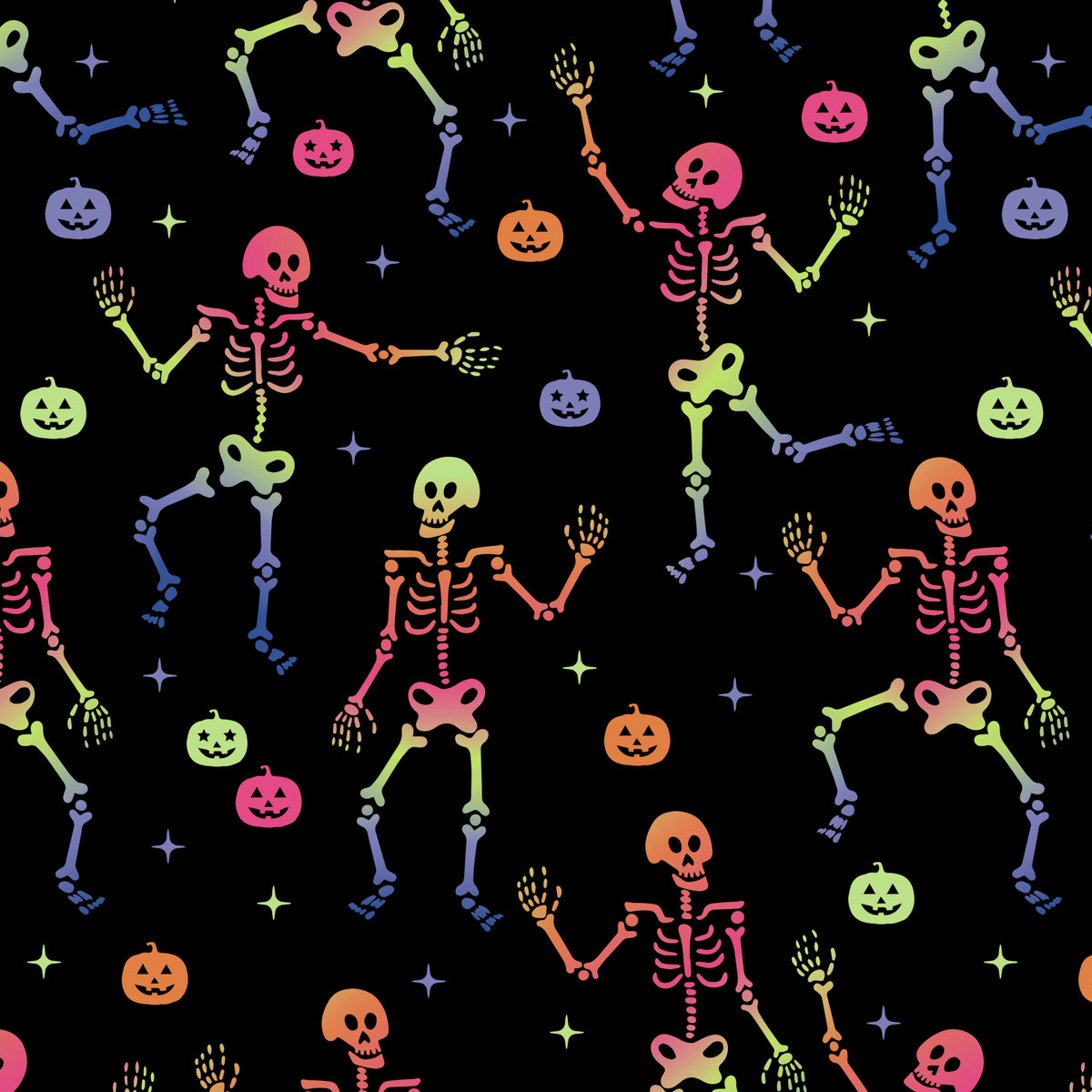 Midnight Skeleton & Pumpkin