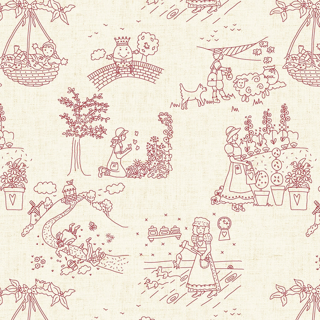 Redwork Rhymes - Linework Rhyme Toile