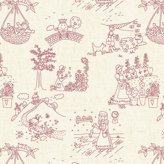Redwork Rhymes - Linework Rhyme Toile