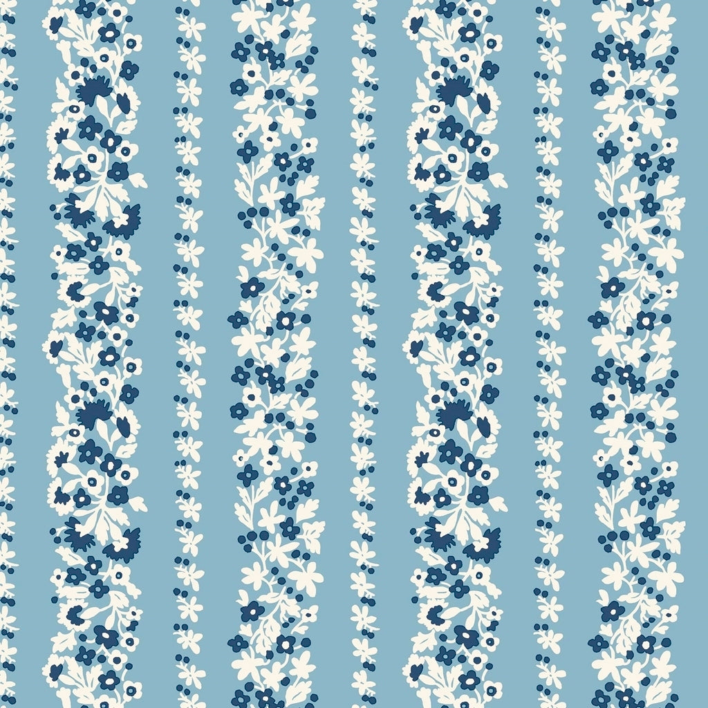 Denim Florals Topiary Stripe 402A