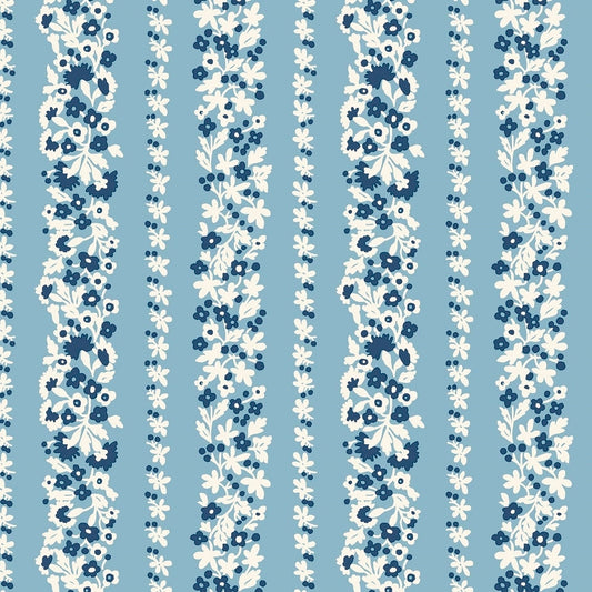 Denim Florals Topiary Stripe 402A