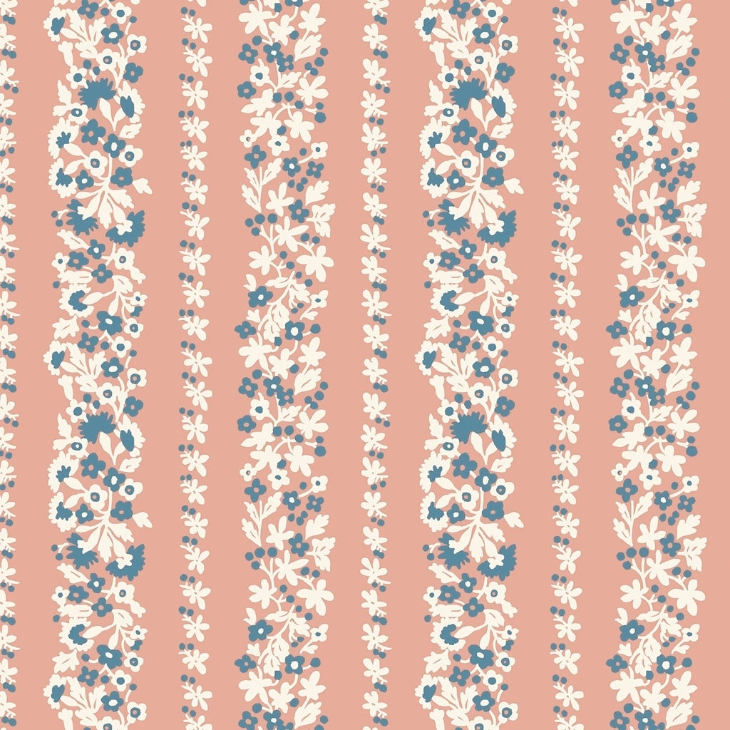 Denim Florals Topiary Stripe 402B