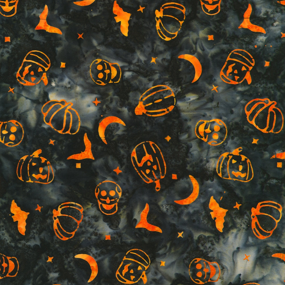 Pumpkins Bats Skulls - Night