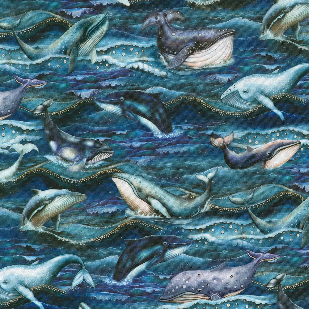 Whales Waves Ocean - Midnight