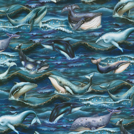 Whales Waves Ocean - Midnight