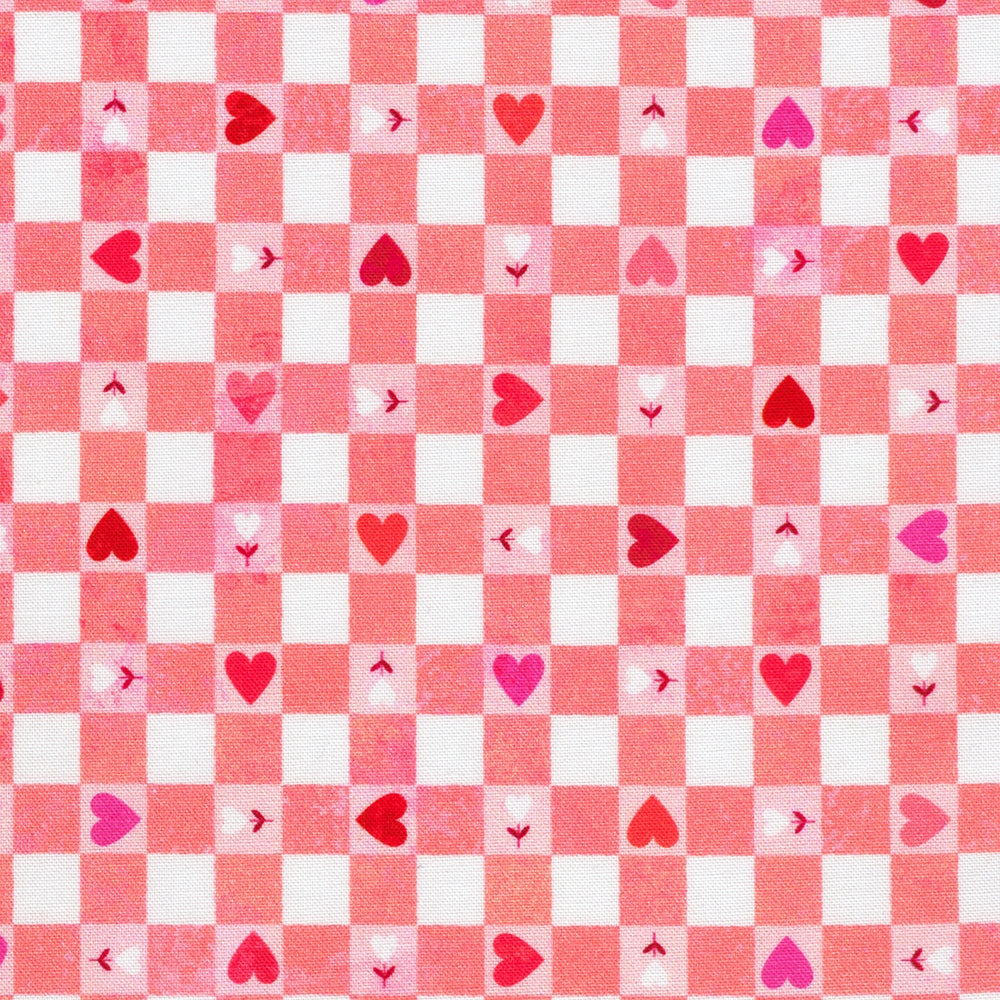 Heart Gingham - Peony