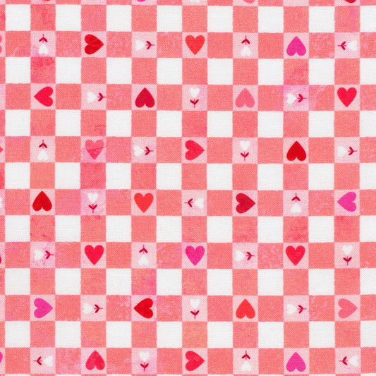 Heart Gingham - Peony