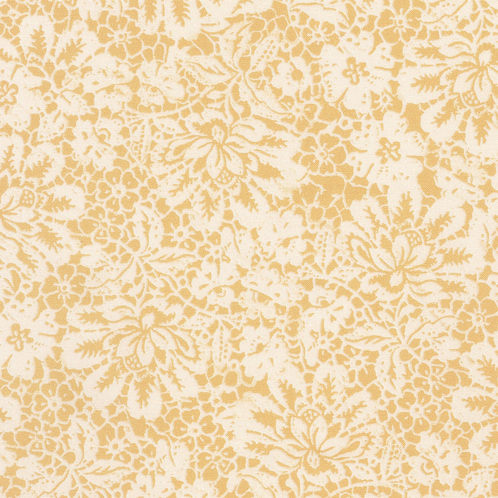 Packed Line Drawn Flowers - Gold