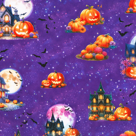 Haunted House Moon Pumpkins - Violet