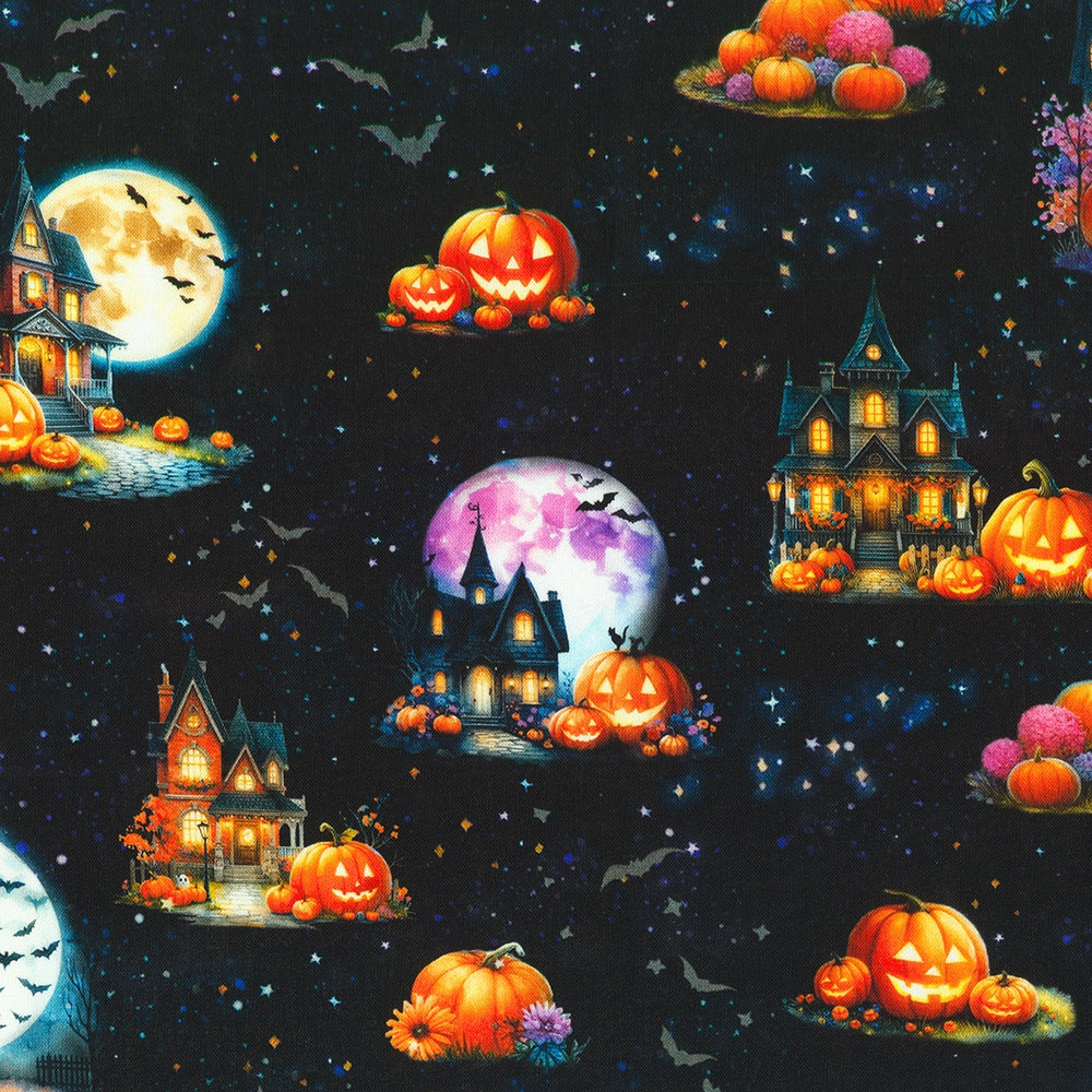 Haunted House Moon Pumpkins - Night