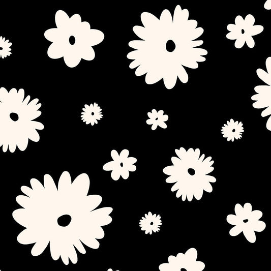 Large Daisies - Ebony/Porcelain