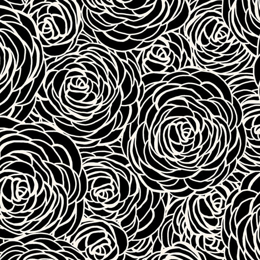 Peony Swirl - Ebony/Porcelain